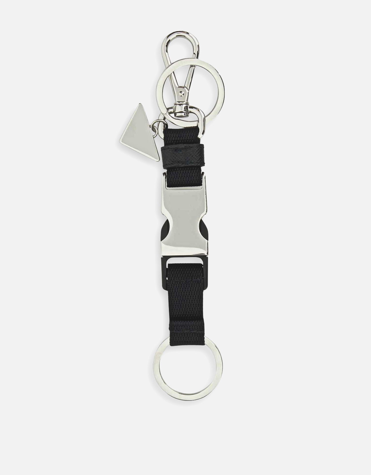 PRADA ブラック ナイロン キーホルダー 2個セット Prada メンズブラックナイロンキーリングスナップバックル付き