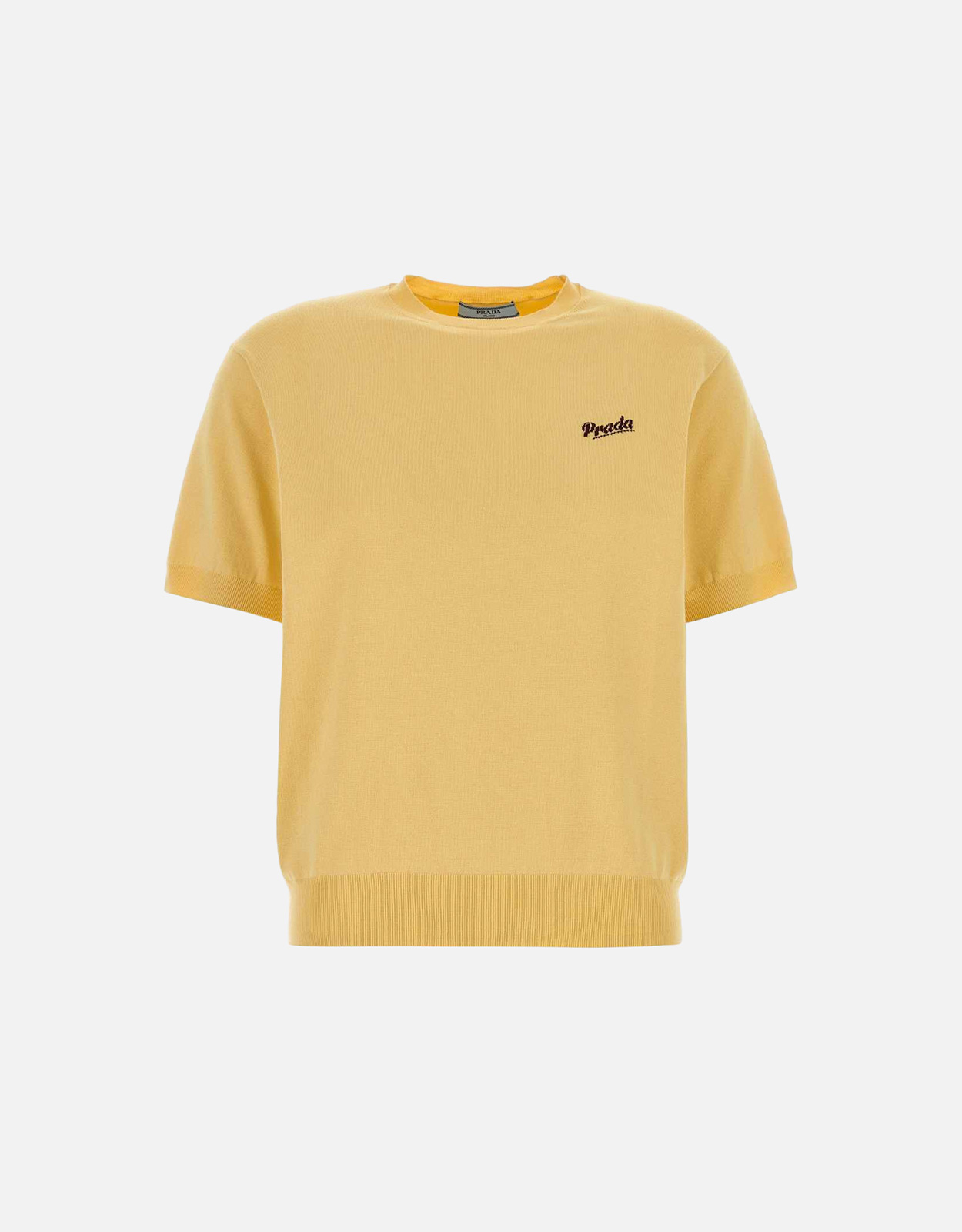 Prada シルク混紡ロゴ刺繍ニットTシャツ (すべての新品) IFCHIC.COM