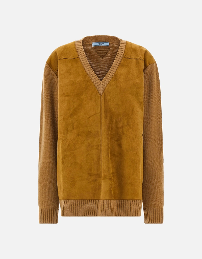 Prada バージンウールカシミヤコンフォートフィットスエードセーター