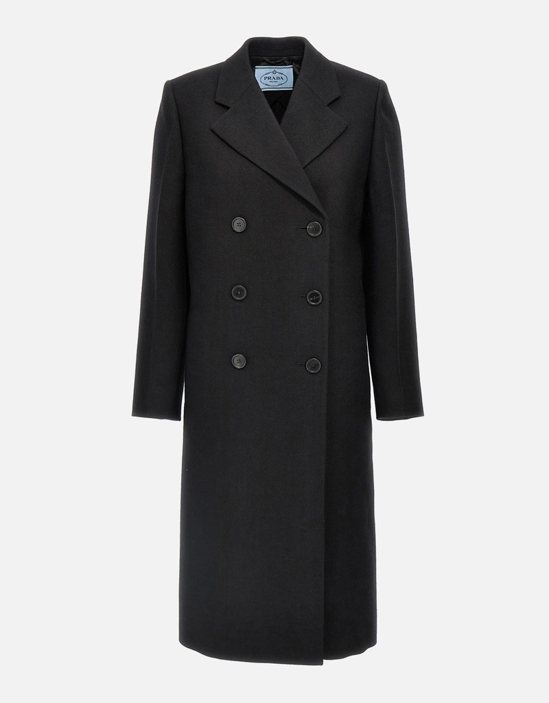 着心地最高バージンウール‼️　PRADA　プラダ　ダッフルコート　黒 関税・送料込 PRADA Long duffle コート (PRADA/ダッフルコート