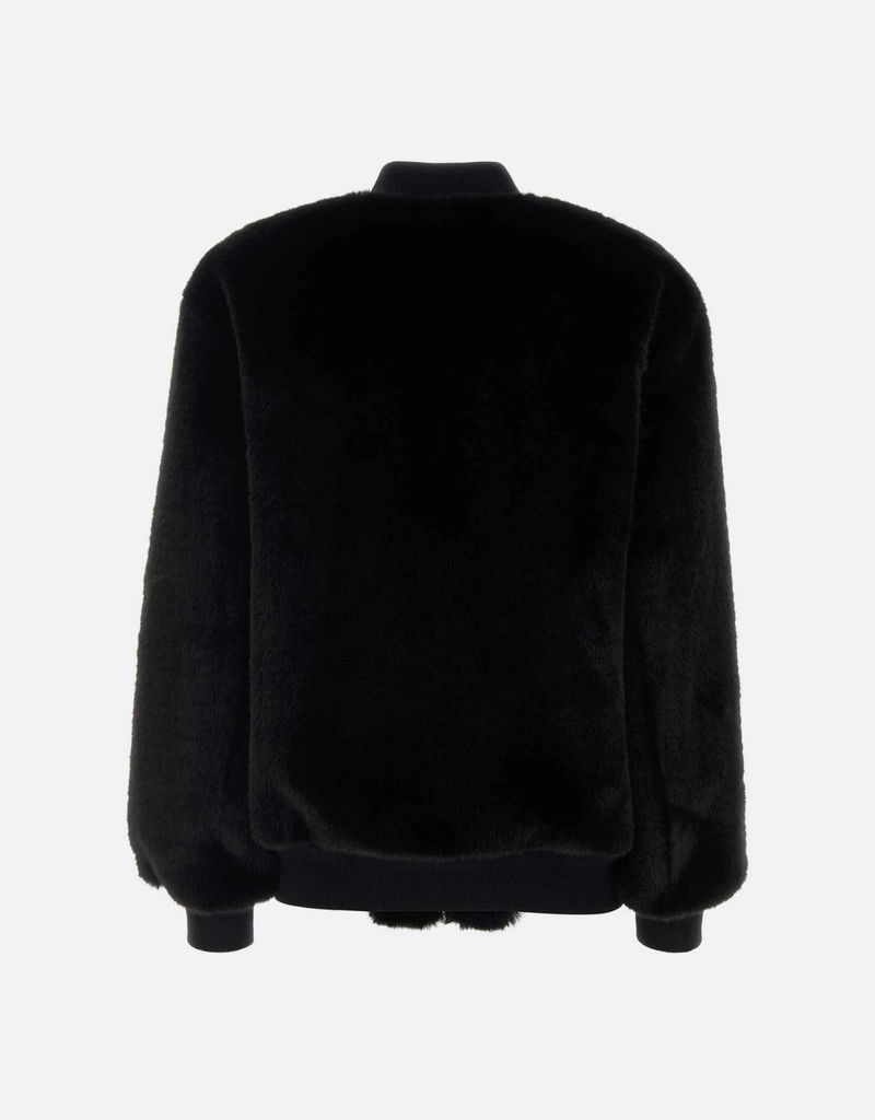Prada ブラックエコファーボンバージャケット (すべての新品) IFCHIC.COM