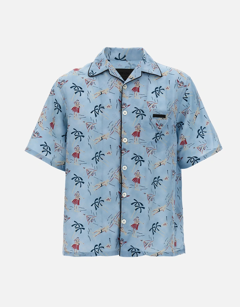PRADA シルク 総刺繍  ボタニカル シャツ Prada Poplin Shirt | Saks Fifth Avenue