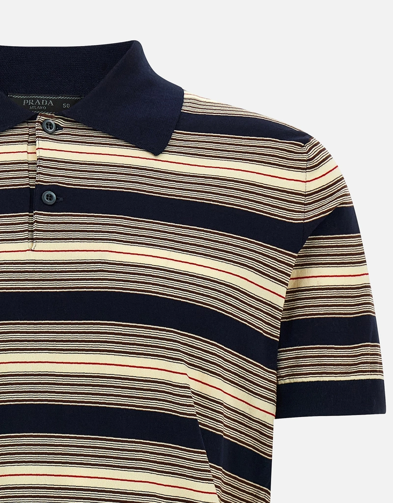 Prada メンズストライプコットンポロシャツ (すべての新品) IFCHIC.COM