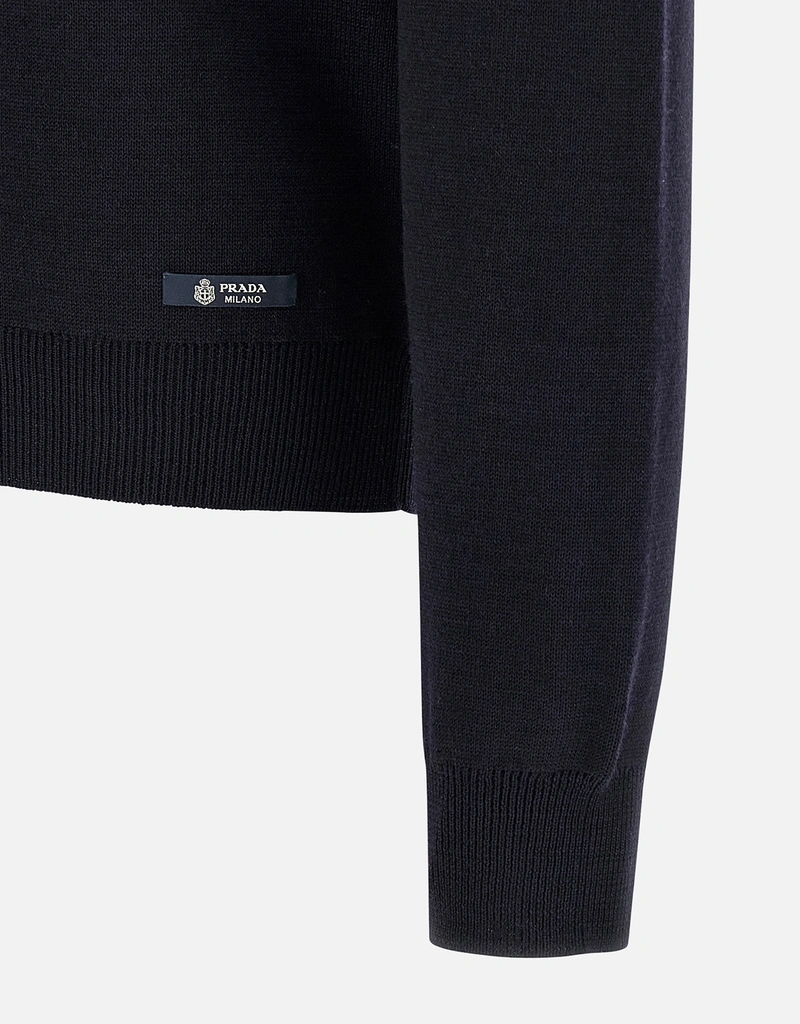 Prada メンズ ウール クルーネック 厚手セーター (すべての新品