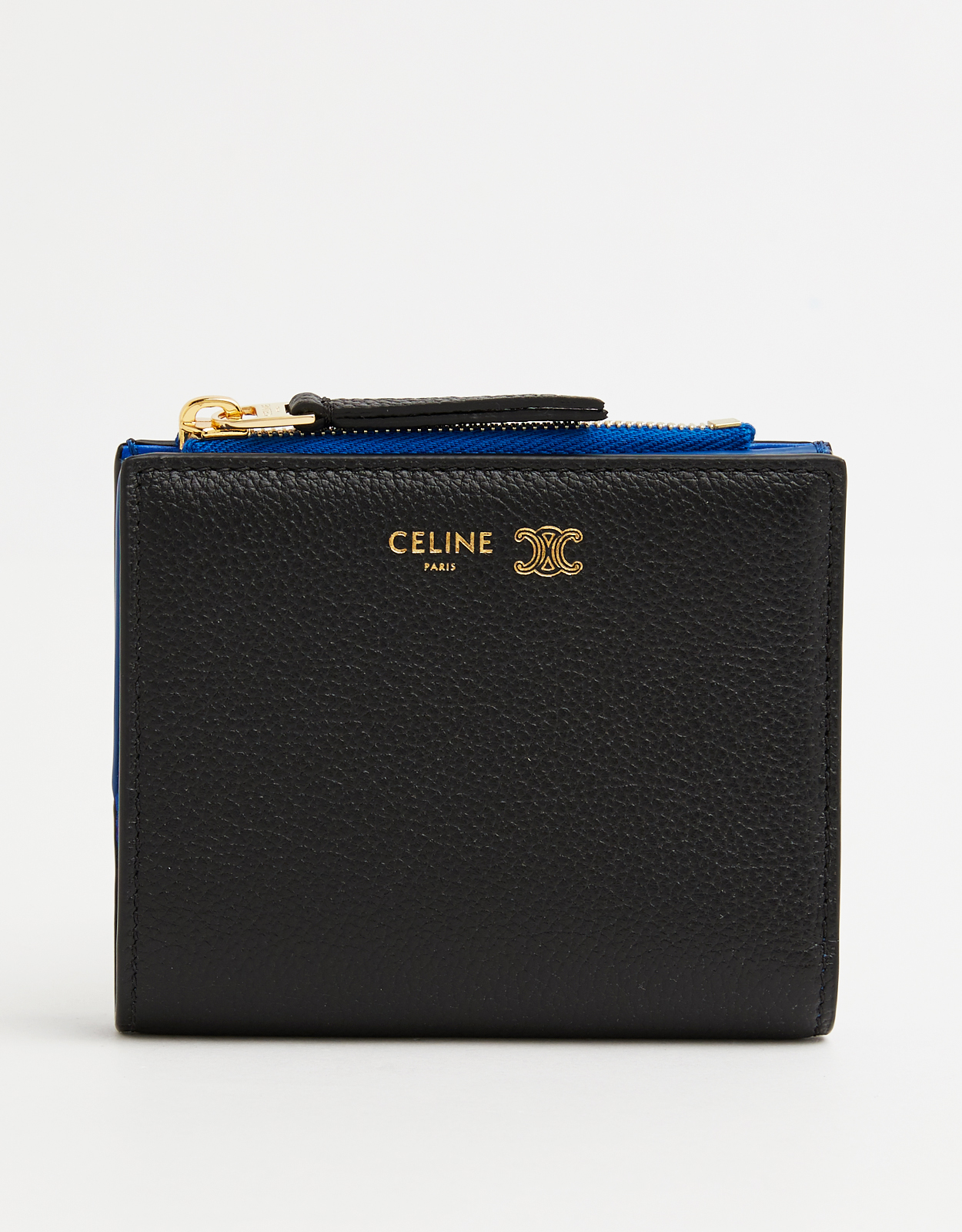 CELINE Celine Triomphe Supple Grained Calfskin Compact Wallet　セリーヌ トリオンフ しなやかなグレイン カーフスキン コンパクト ウォレット