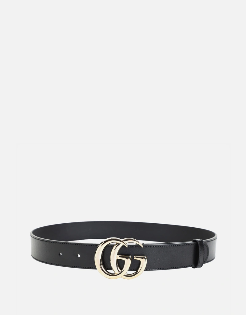 Gucci ブラックカーフレザー細ベルト (すべての新品) IFCHIC.COM