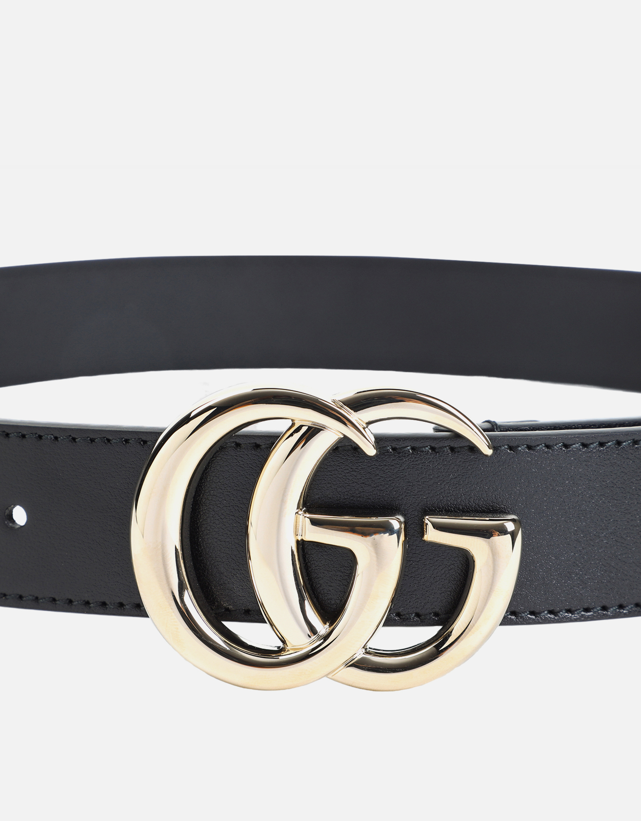 Gucci ブラックカーフレザー細ベルト (すべての新品) IFCHIC.COM