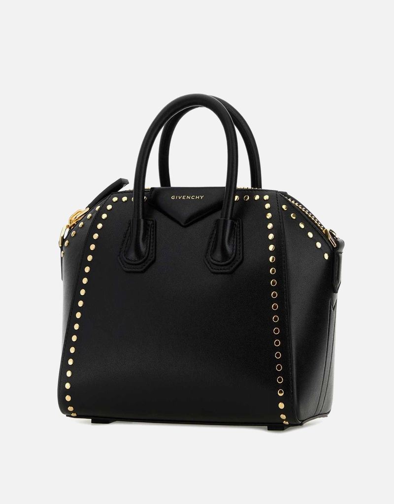 GIVENCHYスタッズ装飾の黒レザーケース Givenchy ミニアンティゴナ ボックスカーフレザー スタッズ付きバッグ