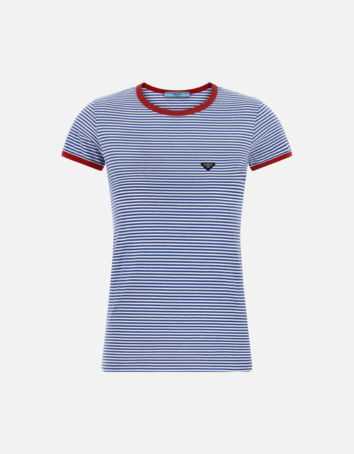 PRADA コットンジャージーTシャツ Prada ストライプコットンジャージーTシャツ (すべての新品) IFCHIC.COM