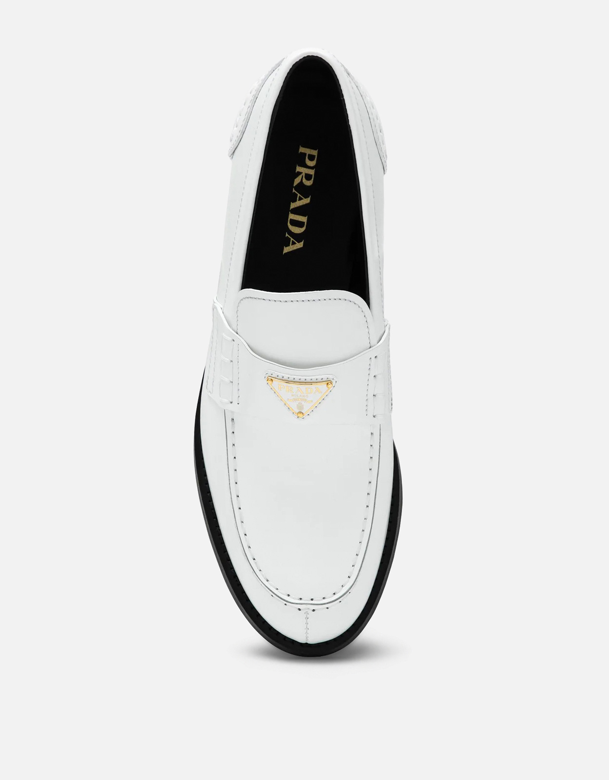 Prada ホワイトブラッシュドレザーローファー (すべての新品) IFCHIC.COM