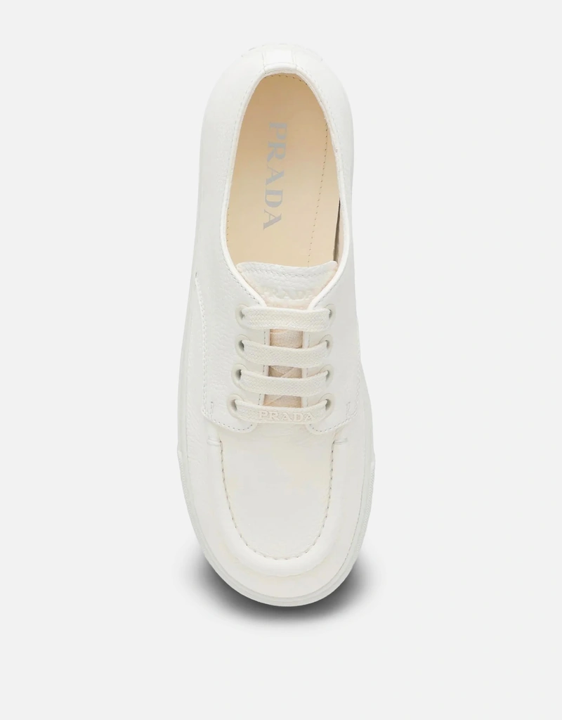 【Tページ】PRADA レザースニーカー アイボリーホワイト Prada メンズ アイボリー ハンマードレザー スニーカー () IFCHIC.COM