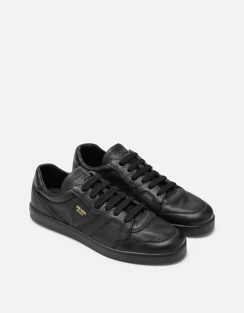 Prada メンズ ブラック ハンマードレザー スニーカー () IFCHIC.COM
