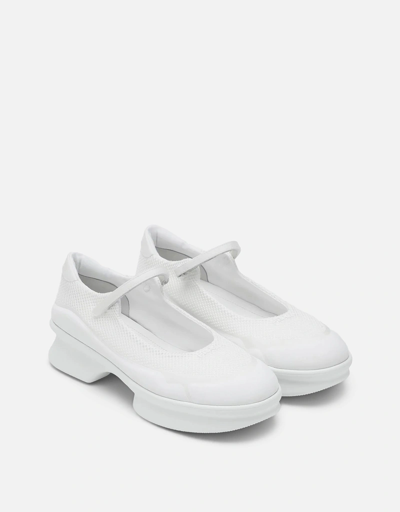 Prada ホワイトメッシュバレリーナフラットシューズ (すべての新品