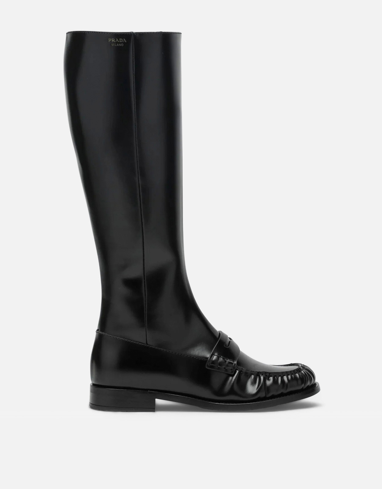 Prada ブラックグロッシーレザーペニーブーツ (すべての新品) IFCHIC.COM