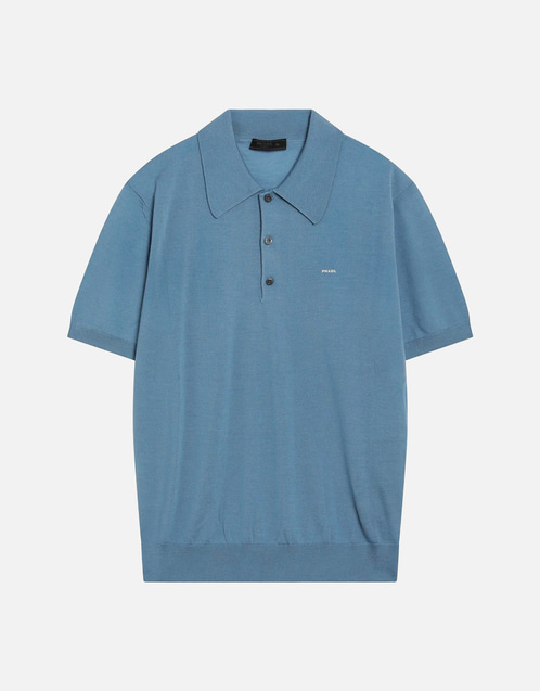 Prada メンズ Air Force Blue コームドウール ポロシャツ (シャツ