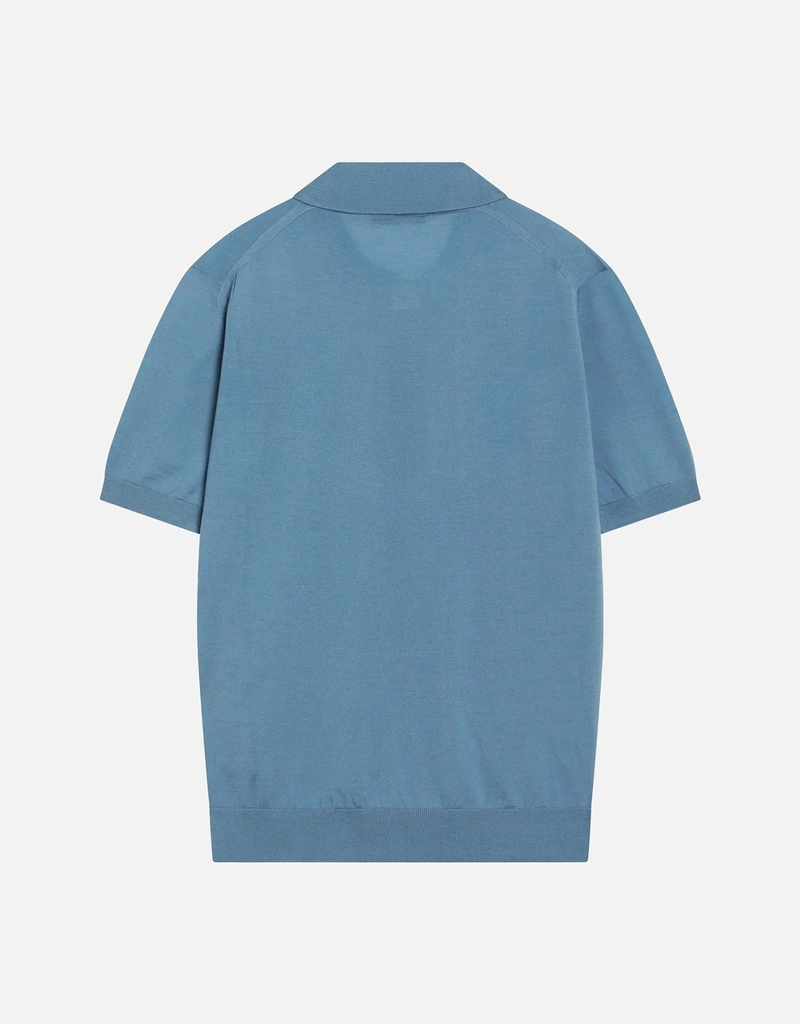 Prada メンズ Air Force Blue コームドウール ポロシャツ (シャツ