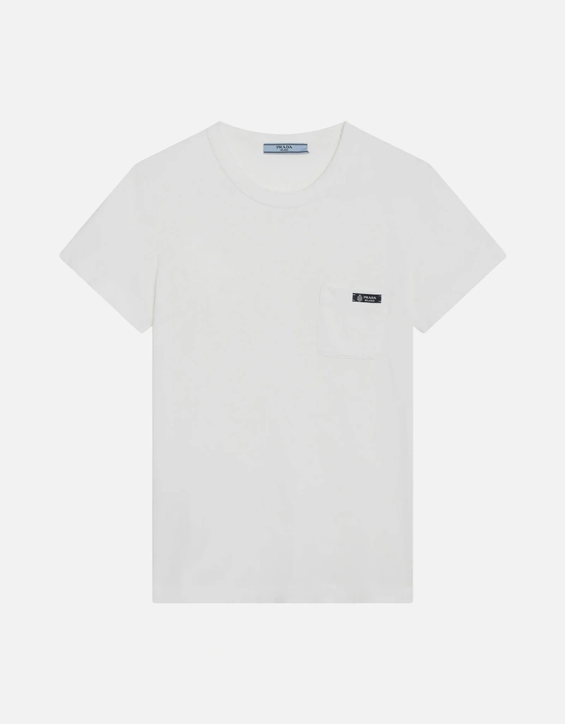 Prada コットンホワイトギロッロTシャツ (トップス) IFCHIC.COM