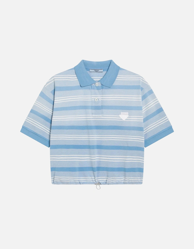 Prada ポロ クロップ コットン ストライプ (トップス) IFCHIC.COM