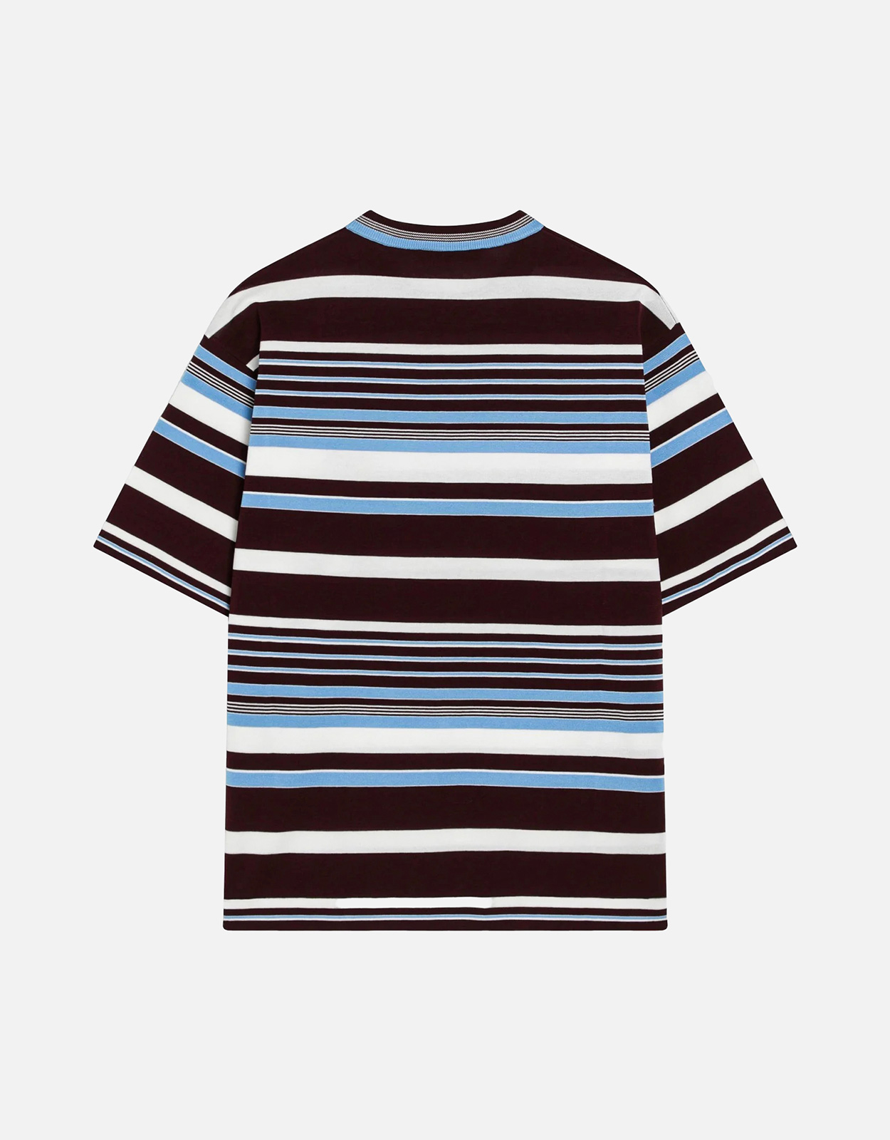 Prada アマランスとライトブルーストライプコットンTシャツ (トップス