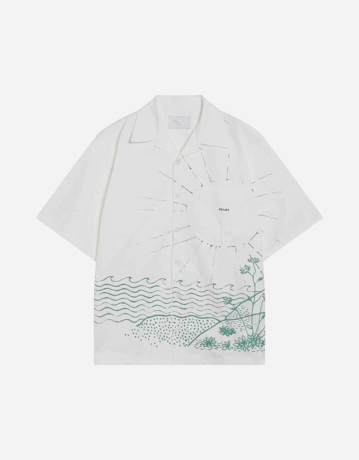 Prada メンズコットンプリント半袖ボーリングシャツ (シャツ) IFCHIC.COM