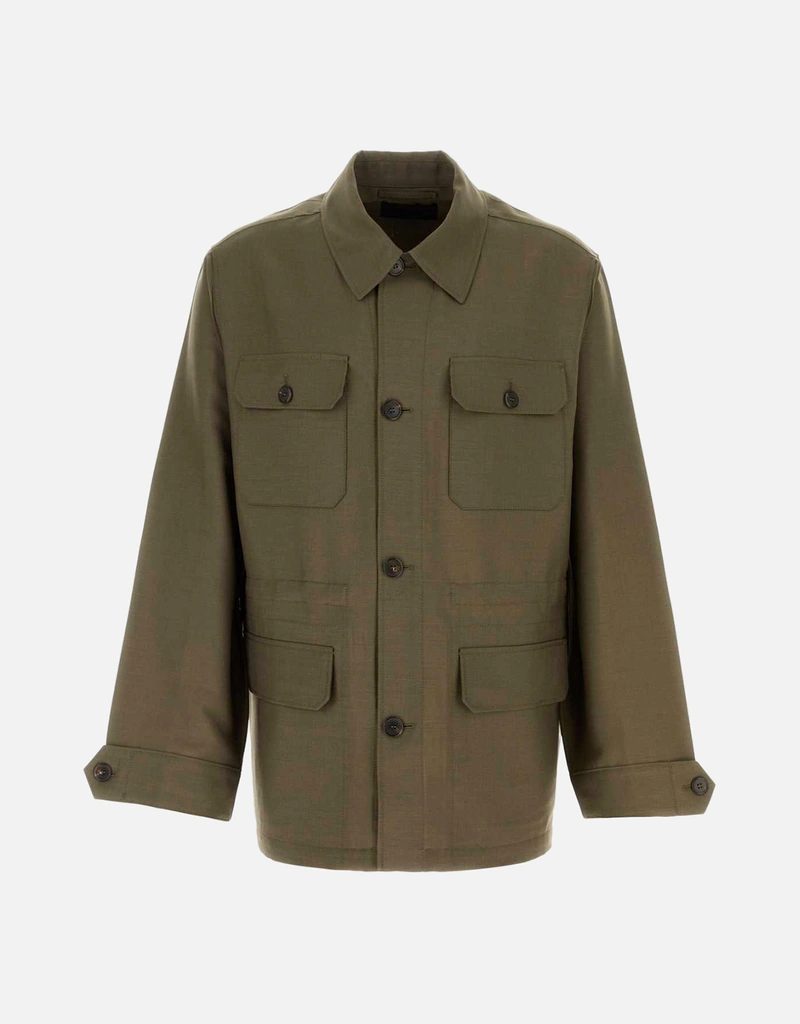 Prada メンズ オリーブグリーン モヘヤ混合 ジャケット (すべての新品