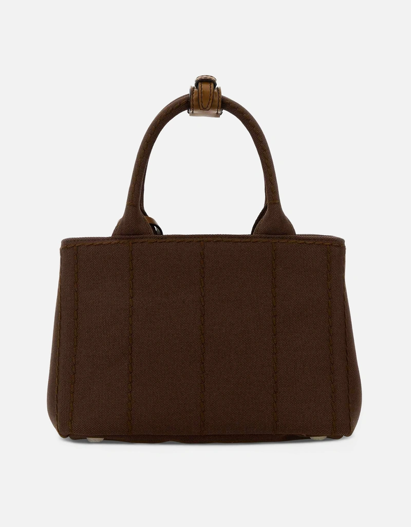 Prada ブラウンキャンバスミニジャルディニエールハンドバッグ