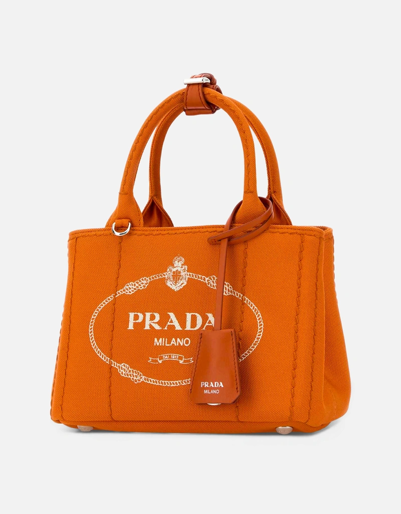Prada Orange Canvas Mini Jardinière Handbag () IFCHIC.COM