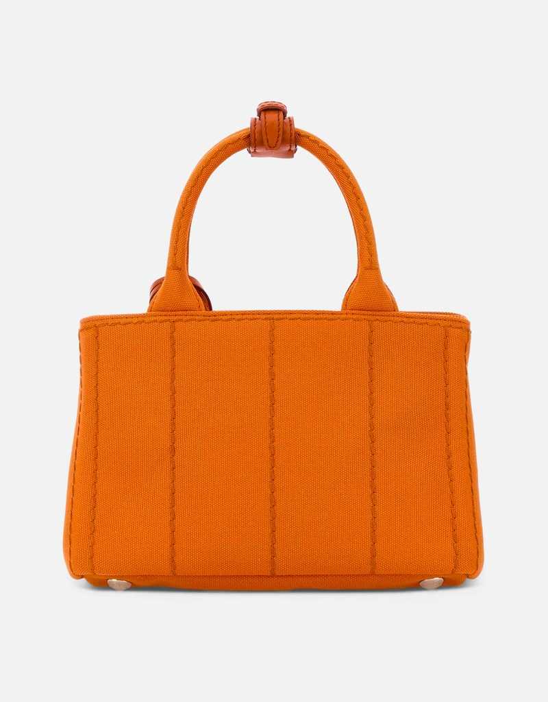 Prada オレンジキャンバスミニジャルディニエールハンドバッグ