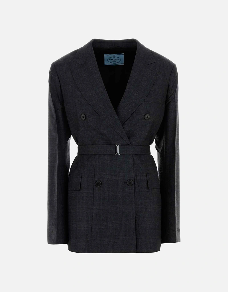 Prada ダブルブレストチェック初剪ウールジャケット (すべての新品