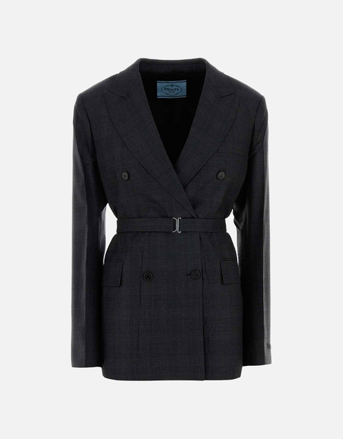 Prada ダブルブレストチェック初剪ウールジャケット (すべての新品