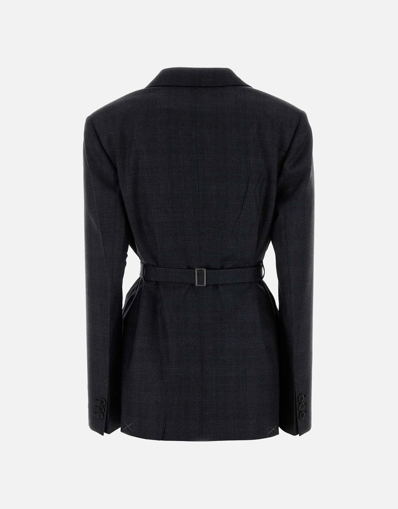 Prada ダブルブレストチェック初剪ウールジャケット (すべての新品