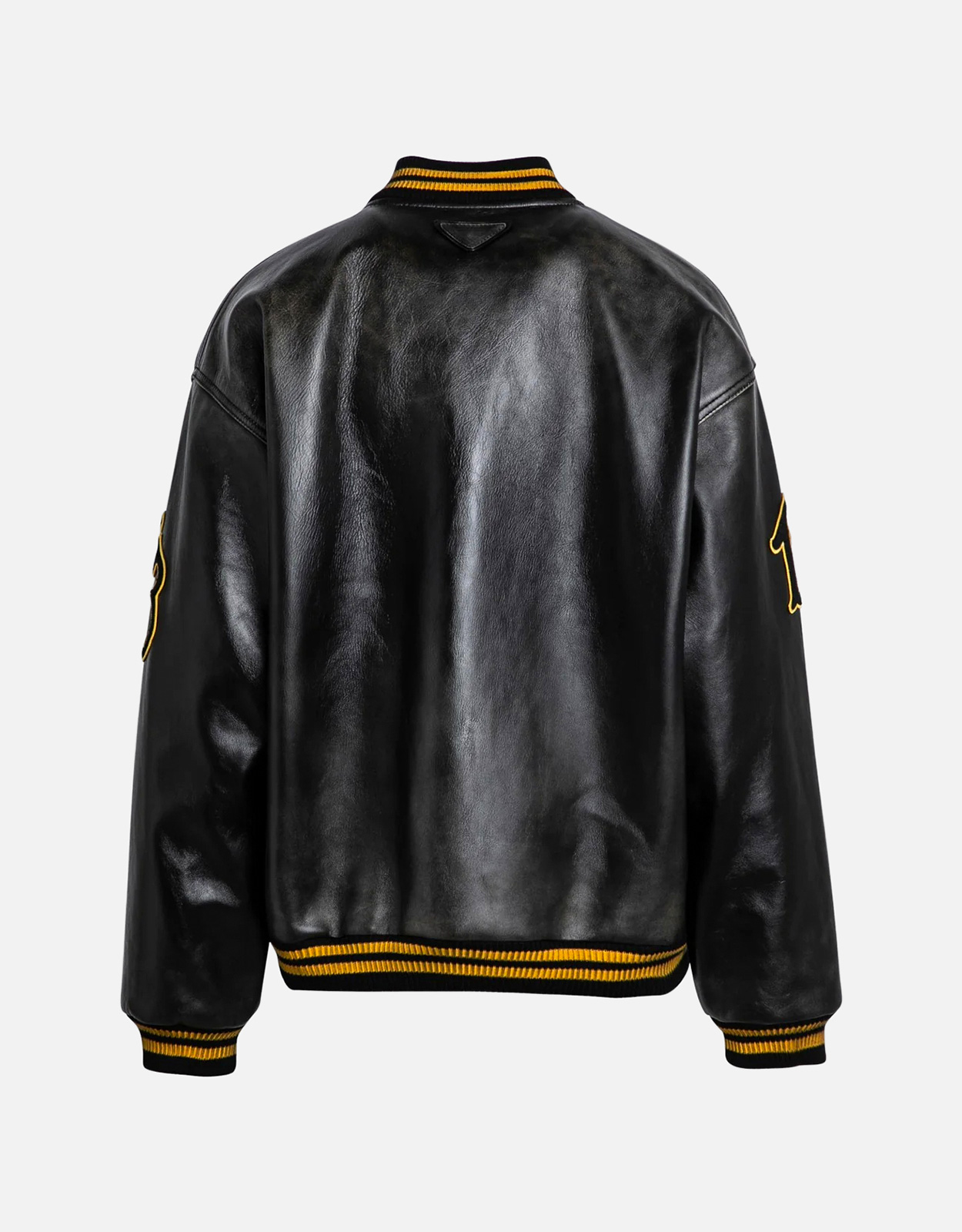 Prada レザーボンバージャケットヴィンテージブラックパッチ付き