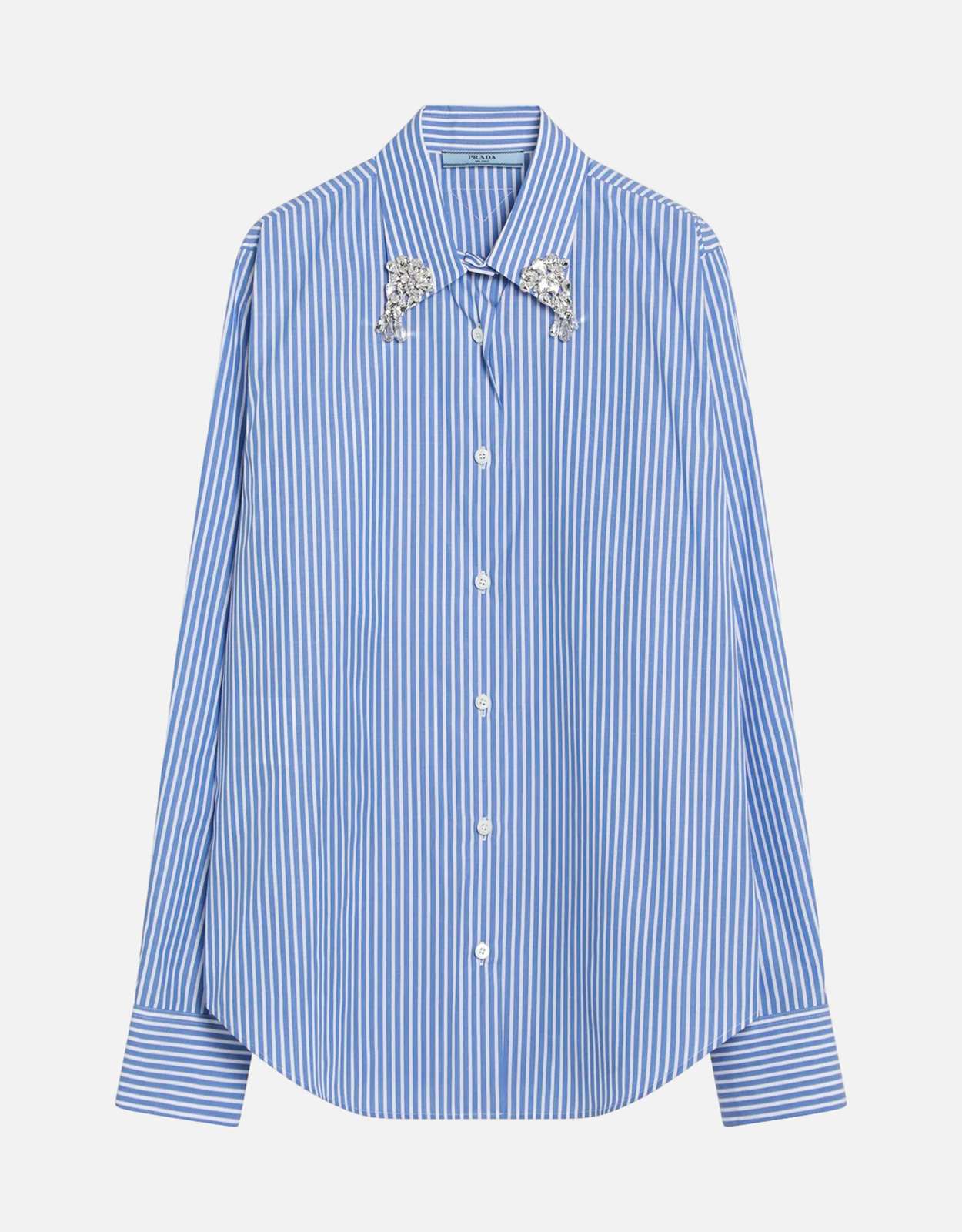 Prada ライトブルーコットンポプリンシャツ ラインストーン付き