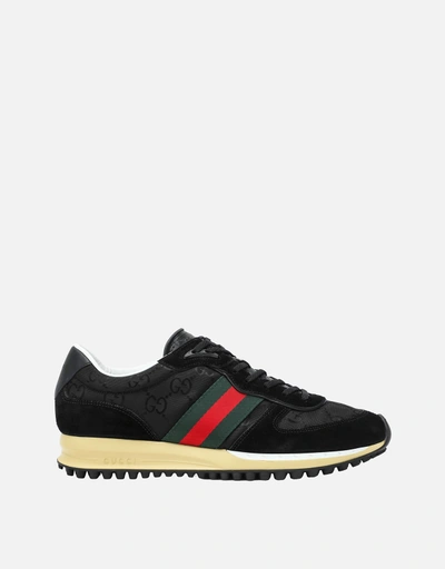 Gucci メンズオリジナルGGファブリック＆スエードカーフレザー
