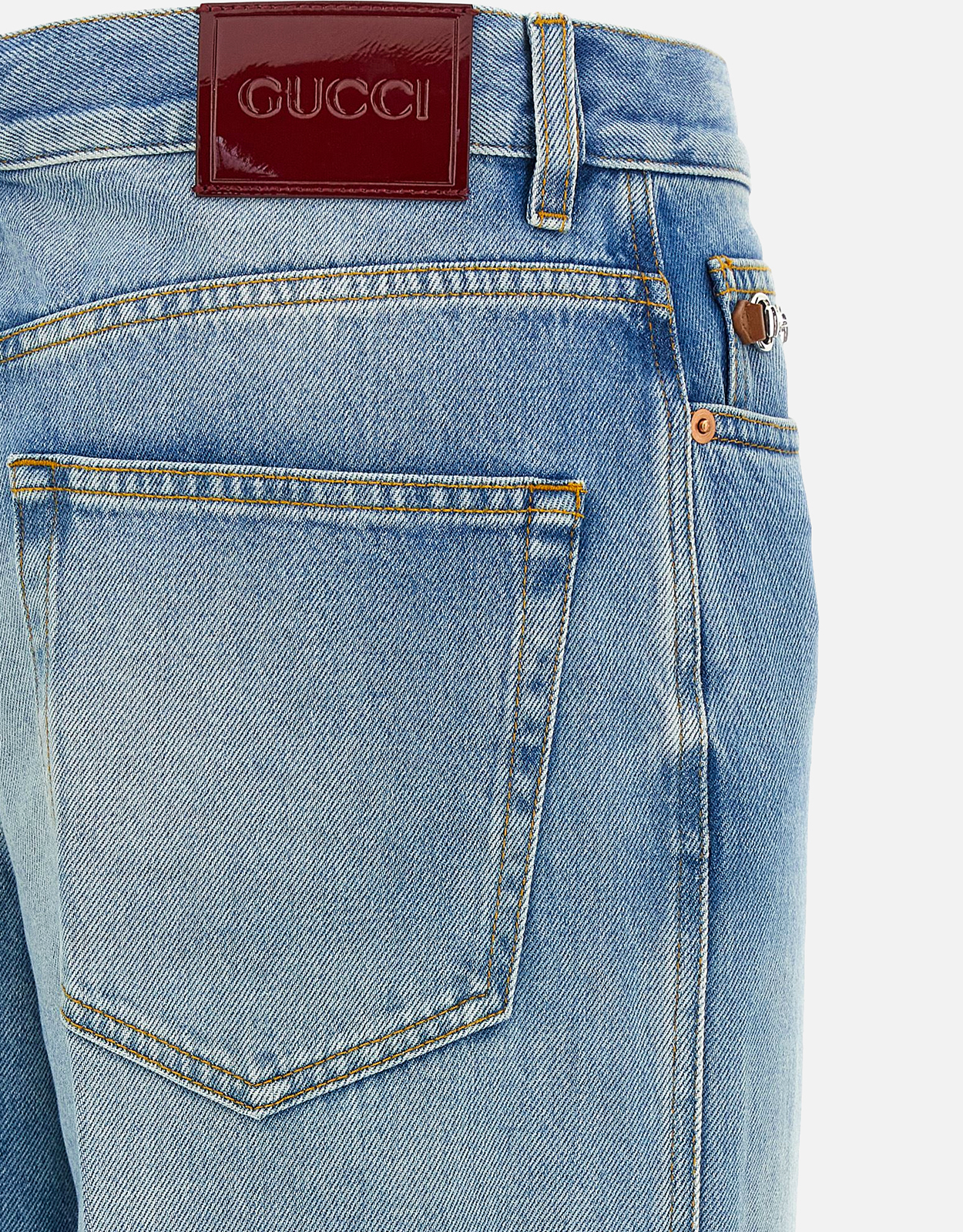 グッチ サイズ40 フレアデニムパンツ ホワイト プリント ロゴ イタリア製 Gucci フレアブリーチコットンデニムパンツ (すべての新品) IFCHIC.COM