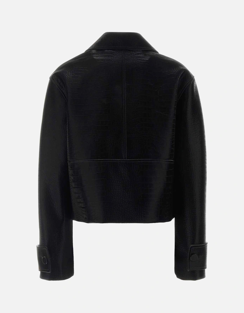 Gucci ブラック クロコ型押しラムスキン レザージャケット (すべての