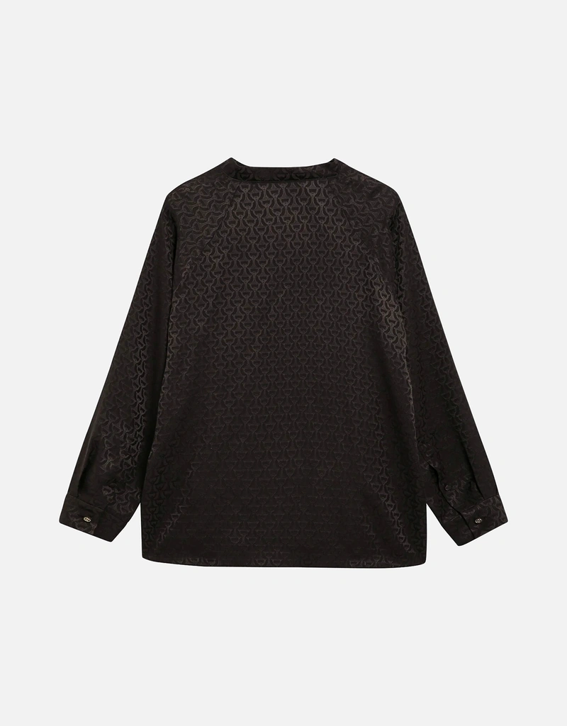 GUCCI 長袖　シルクシャツ Gucci ブラウンジャカードシルクシャツ (トップス) IFCHIC.COM