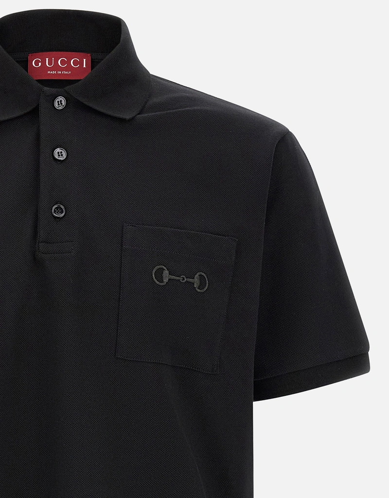 Gucci メンズ Morsetto 刺繍 ストレッチコットン ポロシャツ (すべての