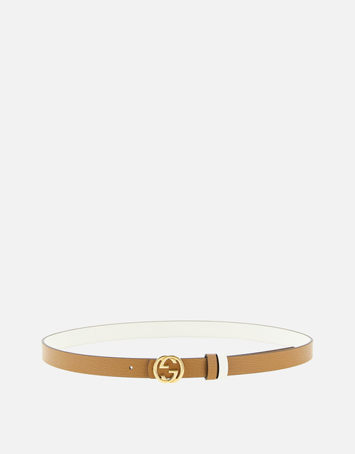 GUCCI 細身ベルト  White  正規品です。 Gucci リバーシブル薄型ベルト () IFCHIC.COM