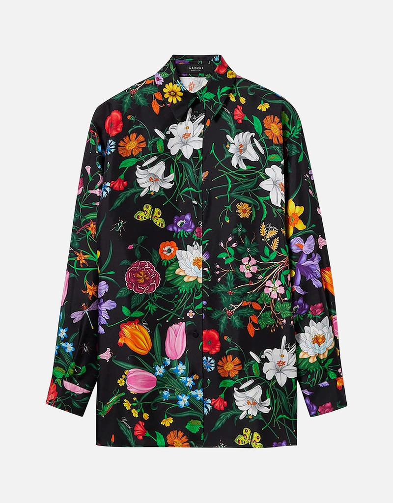 Gucci プリントシルクツイルシャツ (トップス) IFCHIC.COM