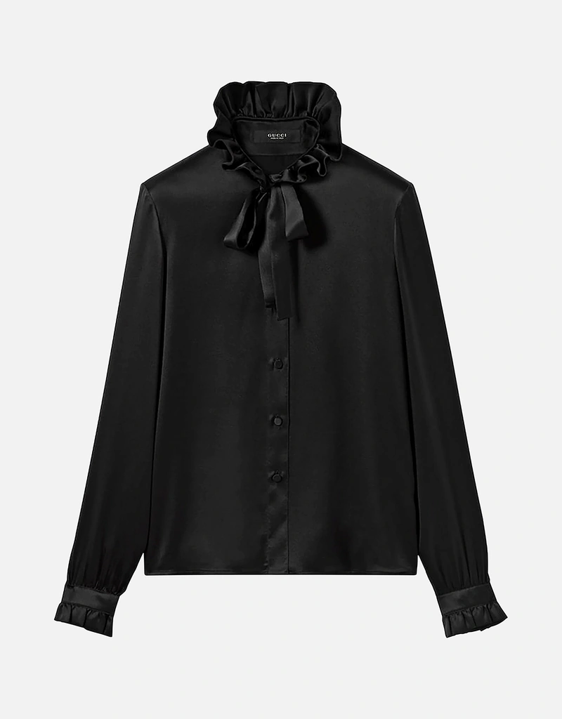 Gucci シルクサテンシャツ ボウ付き (トップス) IFCHIC.COM