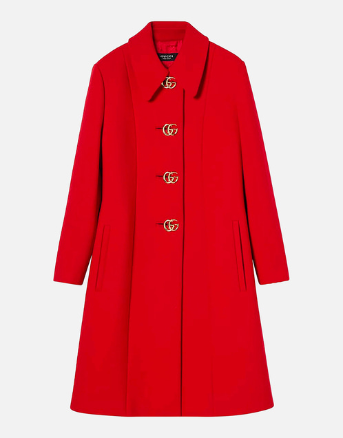 Gucci Wool Natté Double G Button Coat (All New In) IFCHIC.COM