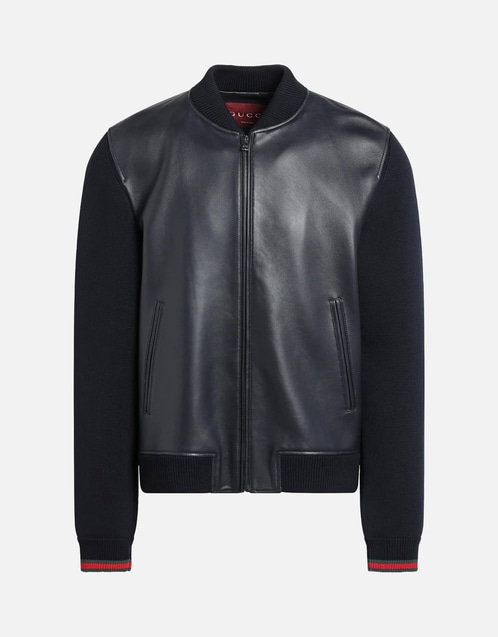 Gucci ナッパレザーとニットウールのボンバージャケット (すべての新品