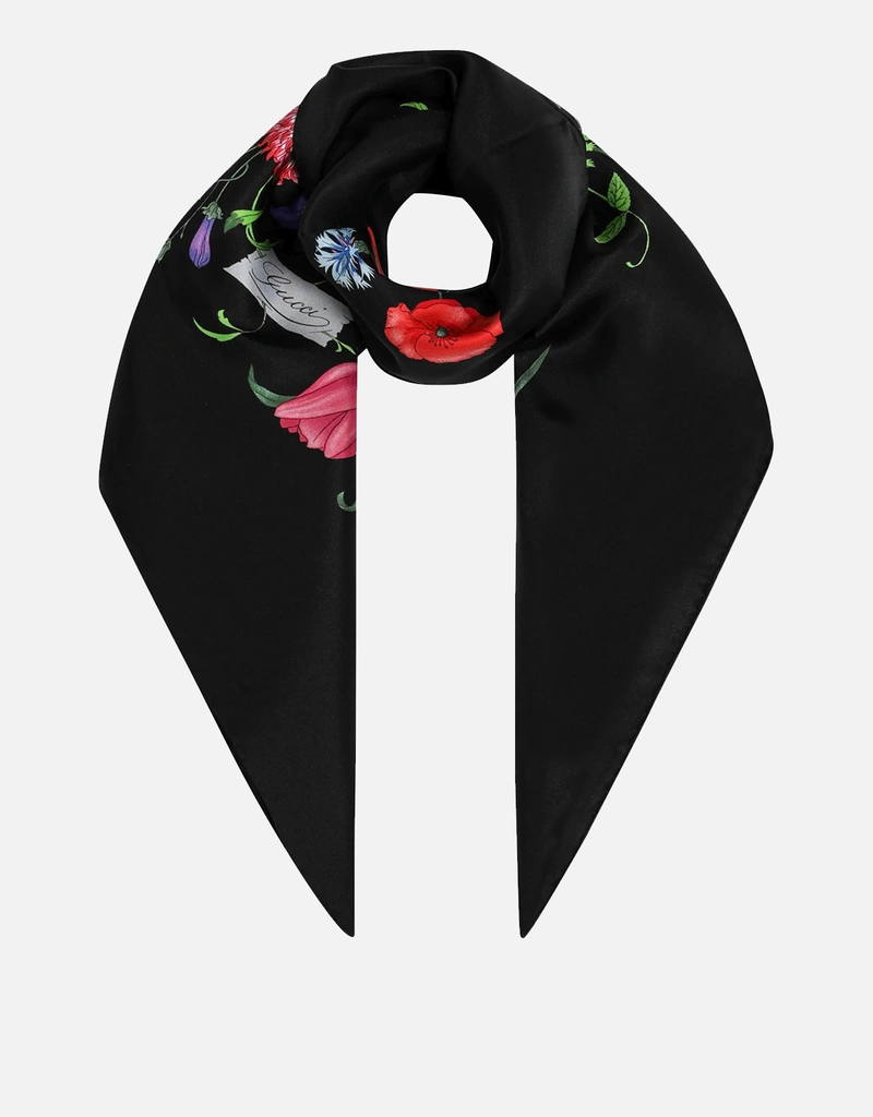 Gucci プリントFloraシルクツイルスカーフ (スカーフ) IFCHIC.COM