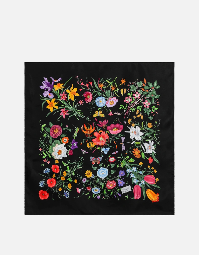 Gucci プリントFloraシルクツイルスカーフ (スカーフ) IFCHIC.COM