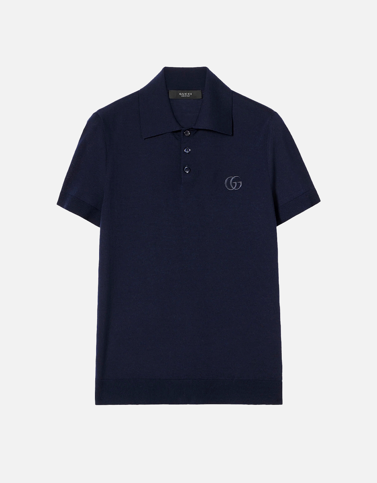 GUCCI Gucci Dark Blue Knit Wool Polo With Gg Embroidery - S　グッチ ダークブルー GG 刺繍入りニット ウール ポロシャツ - S