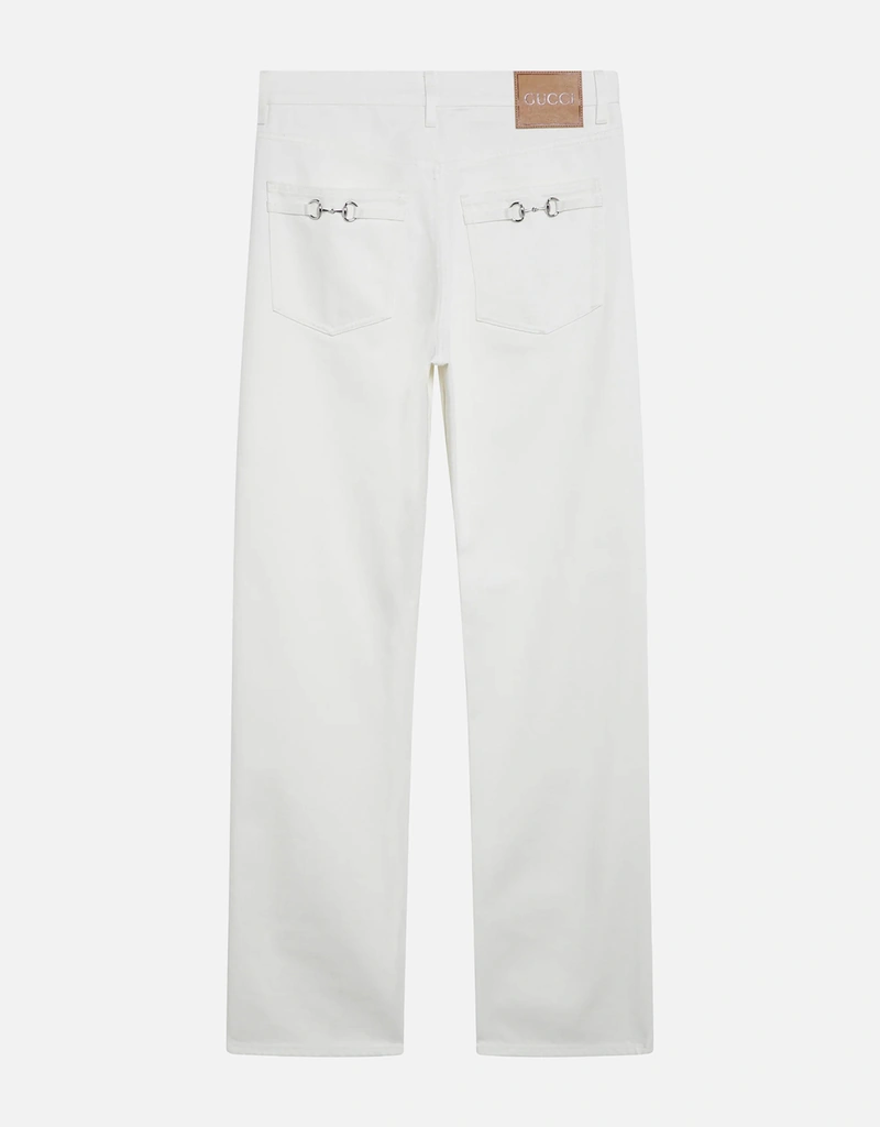 GUCCI ホースビット ディテール デムナ 34 ホワイトデニム SWAG Gucci ホワイトデニムホースビットディテールパンツ (パンツ) IFCHIC.COM