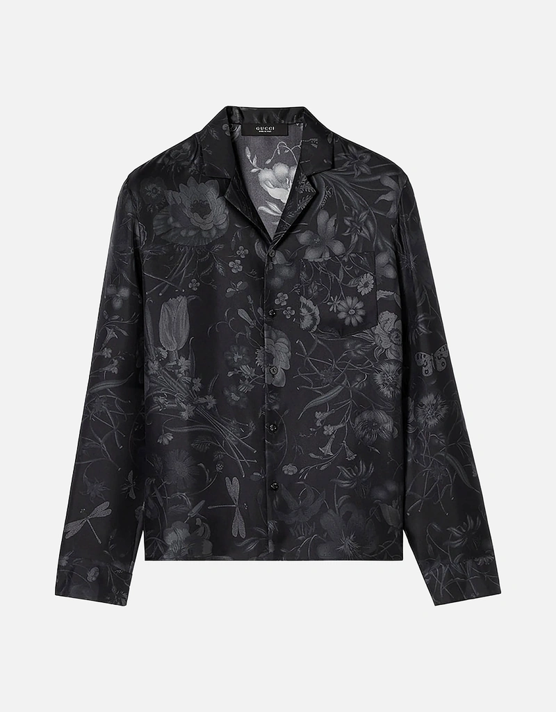Gucci Printed Silk Twill Bowling Shirt (Tops) IFCHIC.COM