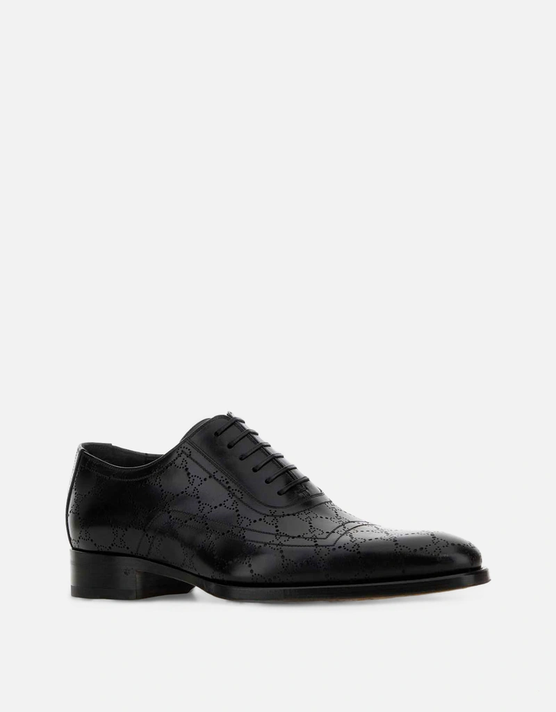 Gucci メンズ ブラック レザー レースアップシューズ () IFCHIC.COM