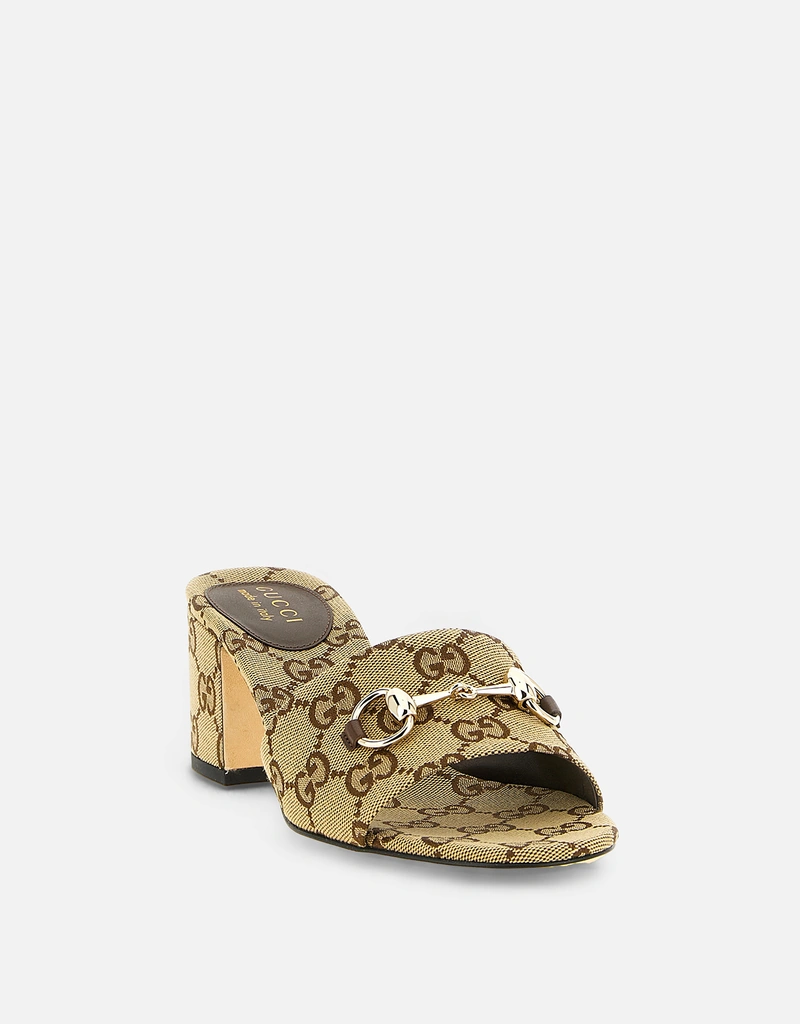 【GUCCI】ヒール　サンダル　GCキャンバス　ミュール Gucci GGキャンバスミッドヒールサンダル () IFCHIC.COM
